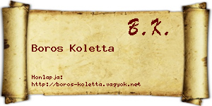 Boros Koletta névjegykártya